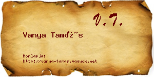 Vanya Tamás névjegykártya